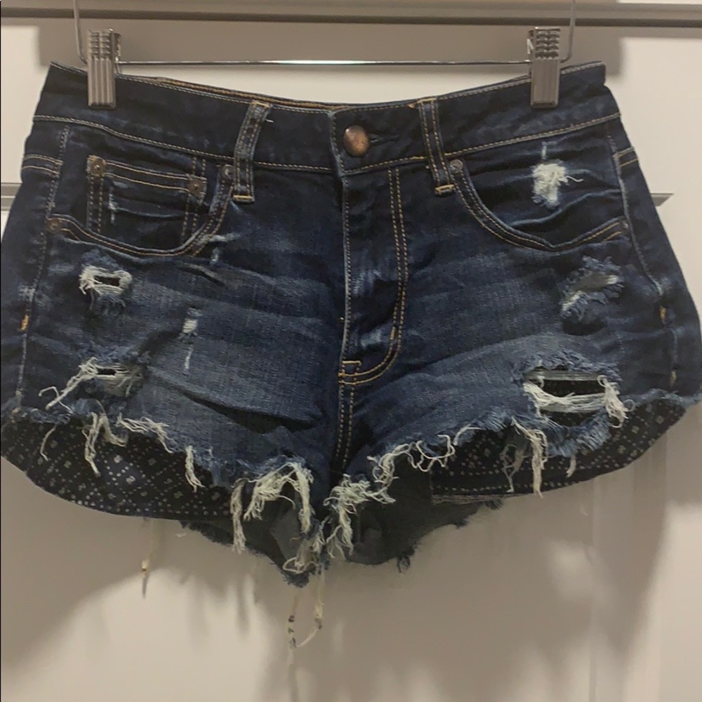 Hi-rise festival jean shorts. Super stretch